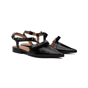 Ganni Black Multi Bow Pointy Cut-Out Ballerina Flats (IT 36)